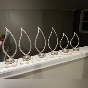 New Candle Holders - Silver Flame - (4) 12” and (2) 9”